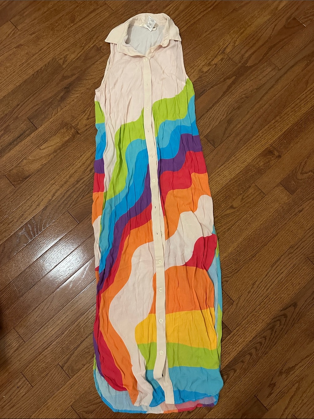 Mara Hoffman Multicolor Wavy Stripe Maxi Shirt Dress